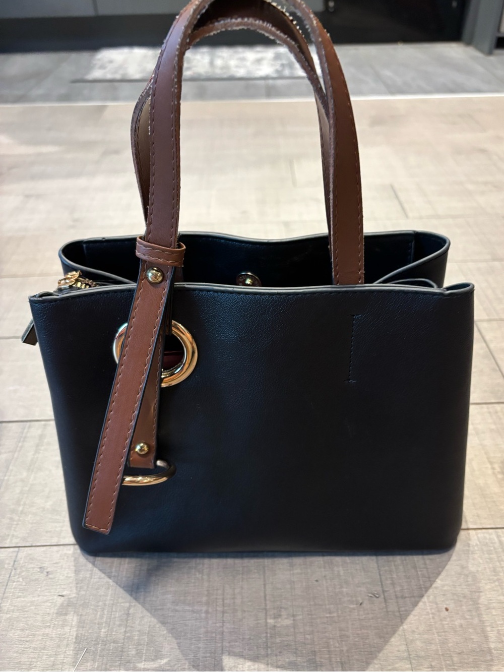 ♠️5/$25♠️Black and Brown Two-Tone Tote Bag-Imperfections Shown in Photos